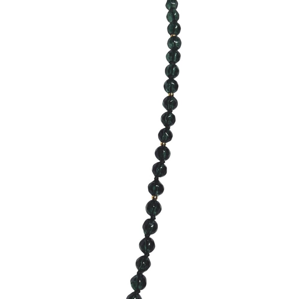 Monet Green Beads And Gold Accents Necklace W/ Removable Teardrop Pendant (6269) - Picture 5 of 11
